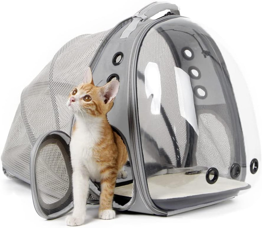 🐱🚀 Back‑Expandable Cat Backpack Carrier — Space Capsule Bubble Window (Up to 12 lbs)