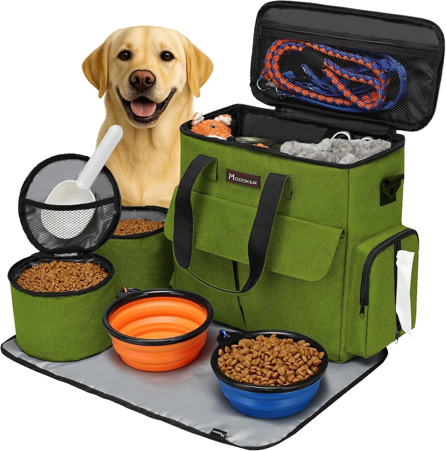 Modoker Dog Travel Bag ✈️🐾 Airline‑Approved Weekend Organizer w/ Bowls & Food Bags