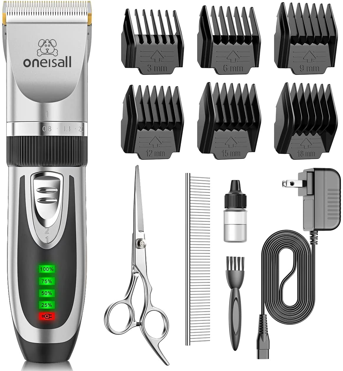 Oneisall Cordless Dog Grooming Clippers 🐾✨ Quiet, Sharp, Waterproof Trimmer Kit