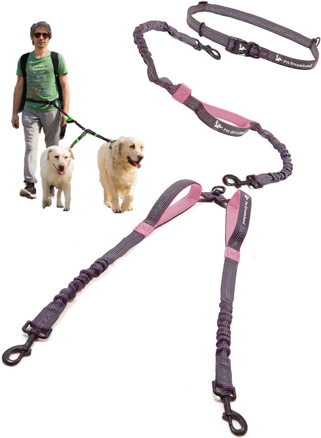 🐕🐕💙 Tangle‑Free Dual Dog Leash Coupler — Heavy‑Duty, Swivel Design for Two Large Dogs