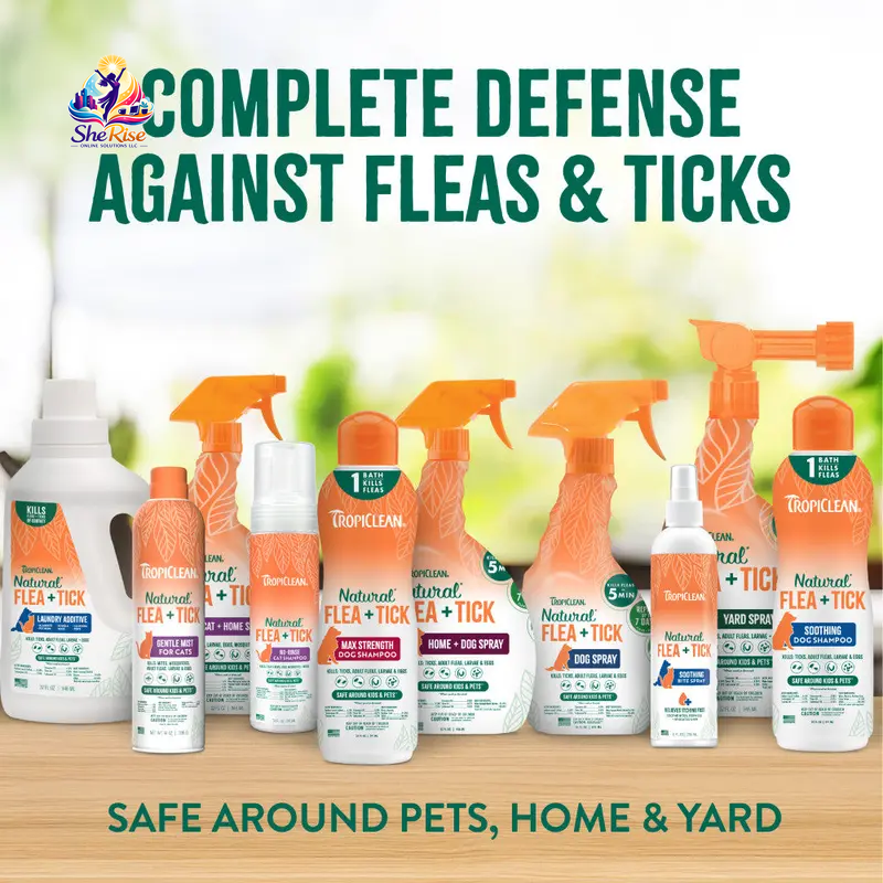 Say Goodbye to Fleas and Ticks with TropiClean's Natural Flea + Tick Home & Dog Spray - 32oz of Safe, Effective Protection for Your Pets!