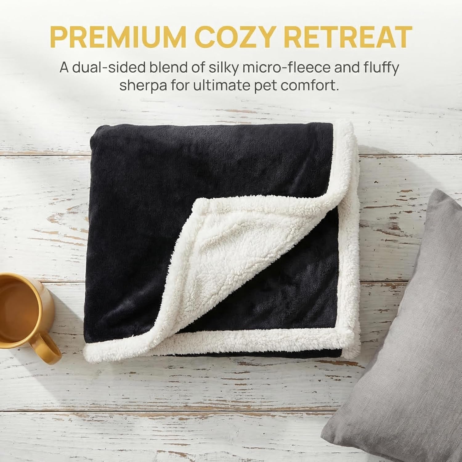 Luxury Black Fleece Dog Blanket for Large Dogs - Soft, Washable, Perfect for Couch, Sofa, Car Seats & Beds - 50x60 Inches