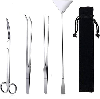 4‑in‑1 Aquascaping Tool Kit 🌿🐠 Stainless Steel Tweezers, Scissors & Spatula Set