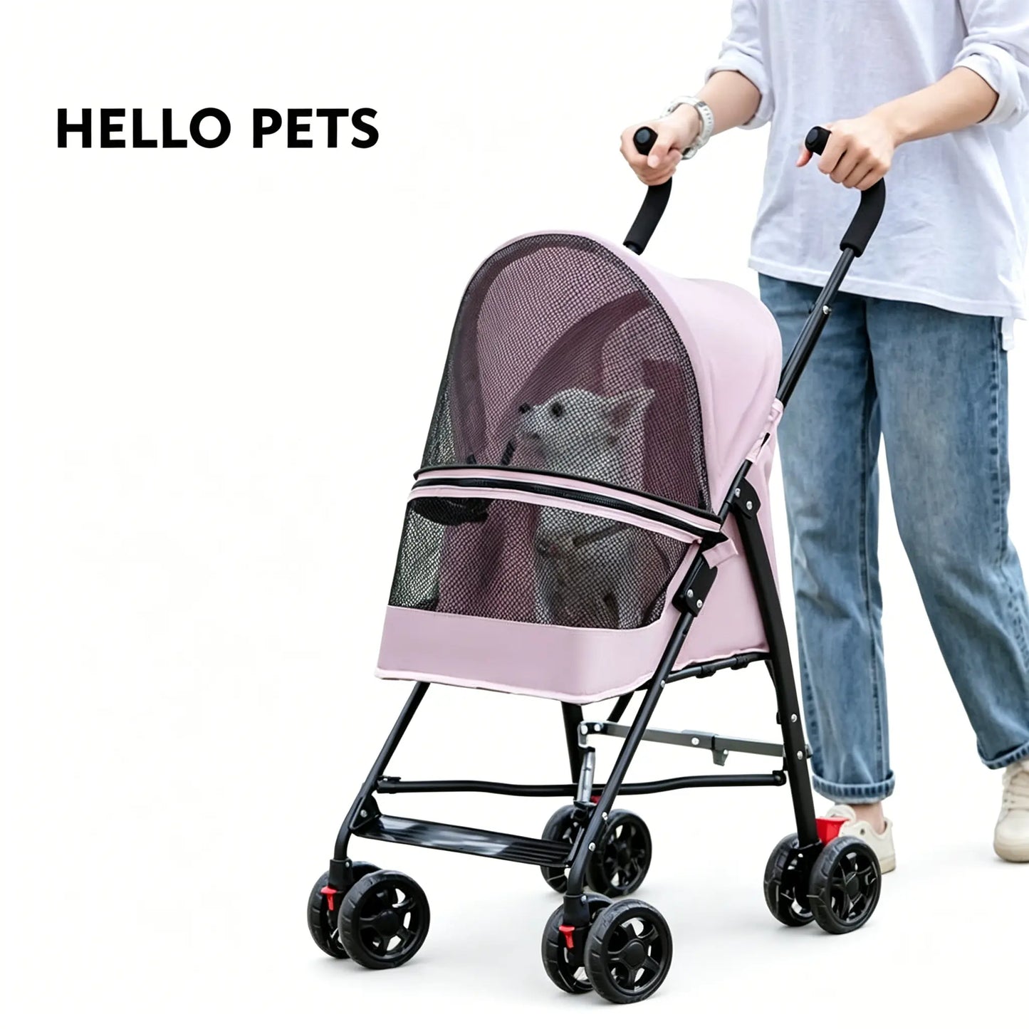 Zoravellion Premium Lightweight Foldable Pet Stroller for Small Dogs & Cats - Durable & Comfortable Travel Carrier with Breathable Mesh & Cup Holder