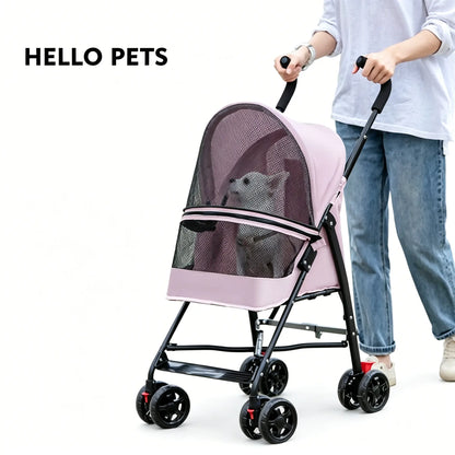 Zoravellion Premium Lightweight Foldable Pet Stroller for Small Dogs & Cats - Durable & Comfortable Travel Carrier with Breathable Mesh & Cup Holder