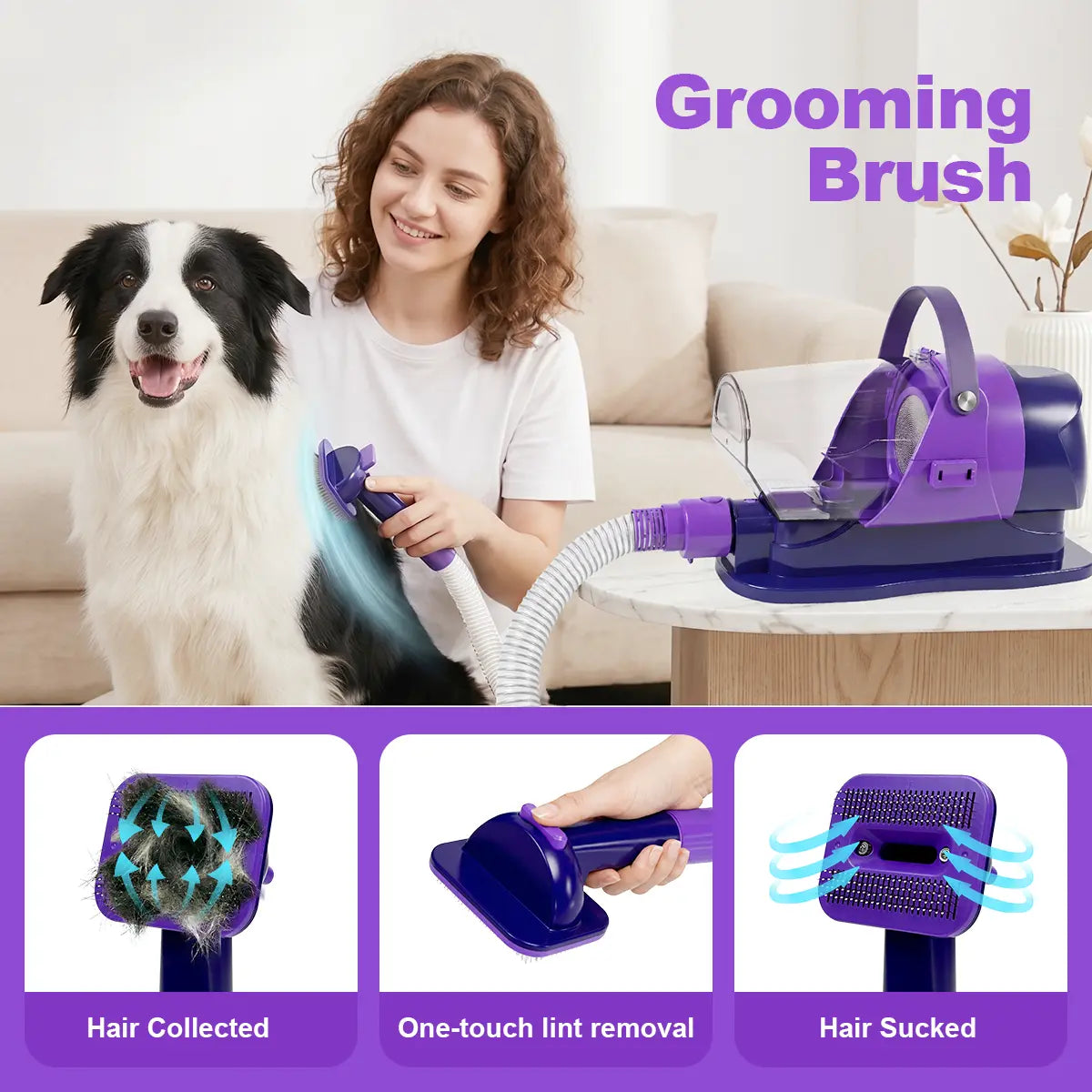 Anlecity Professional Dog Grooming Vacuum Kit - 6-in-1 with Cordless Clippers & 5 Tools, 3 Suction Modes, 3L Cup for Effortless Pet Hair Removal