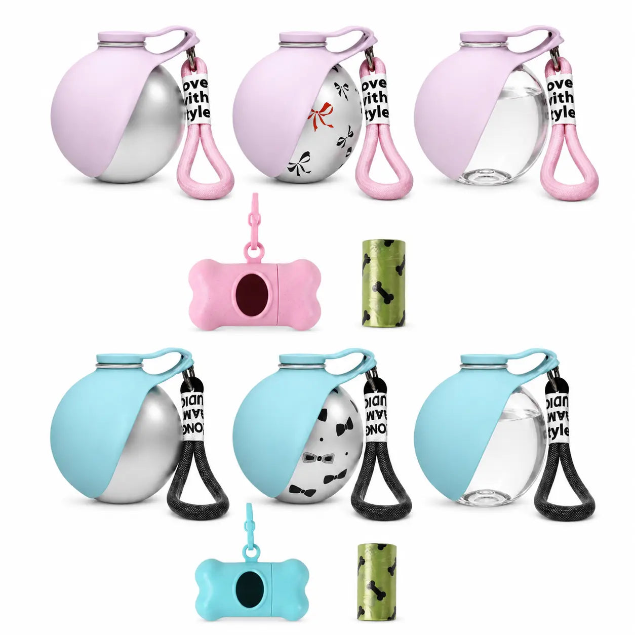 Portable Stainless Steel Pet Water Bottle with Poop Bag Holder - Leak-Proof 285Ml Travel Dispenser for Dogs & Cats