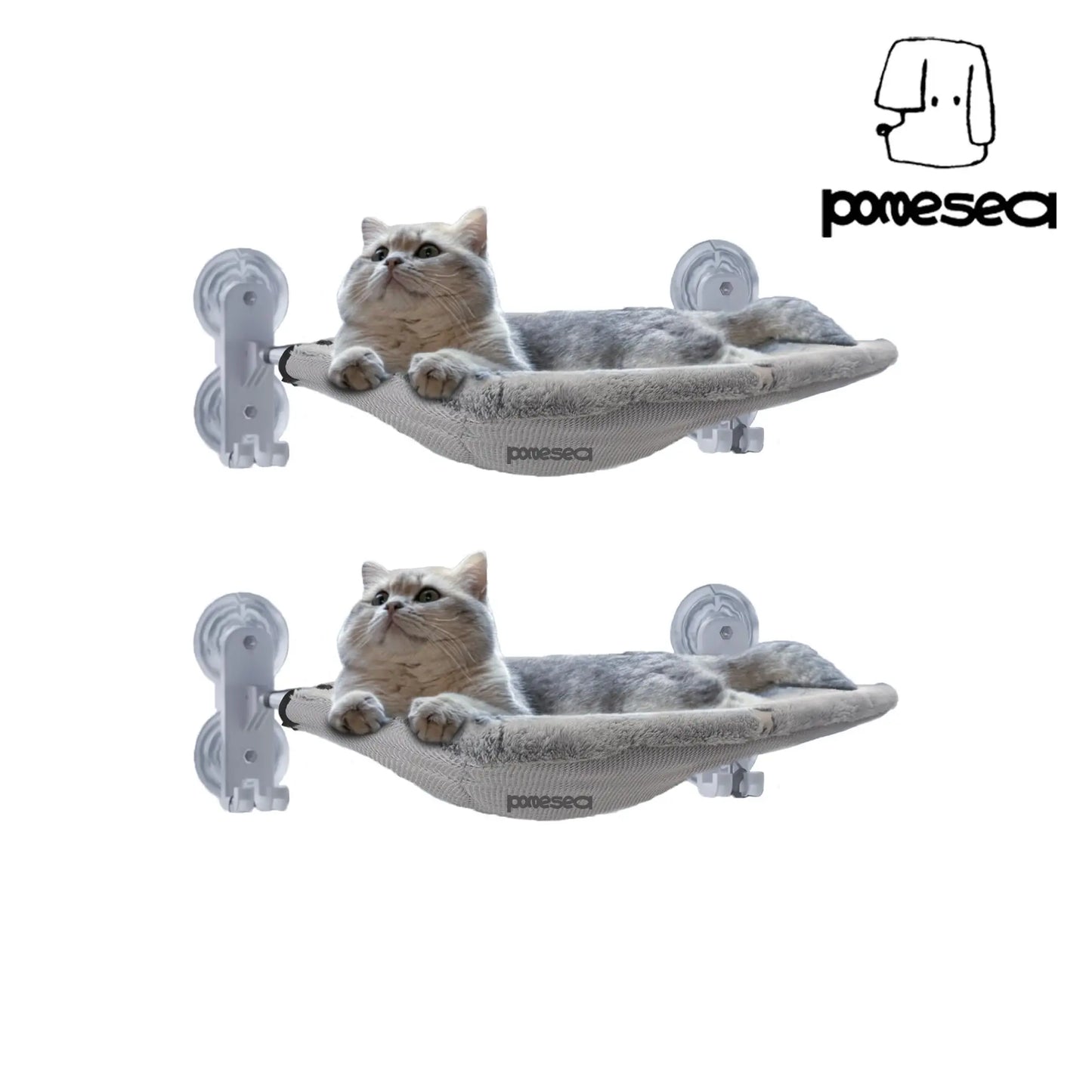 POMESEA Glow-in-the-Dark Cat Window Perch - Foldable Sunbathing Hammock with Hook Design for Large Cats