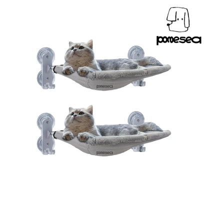 POMESEA Glow-in-the-Dark Cat Window Perch - Foldable Sunbathing Hammock with Hook Design for Large Cats