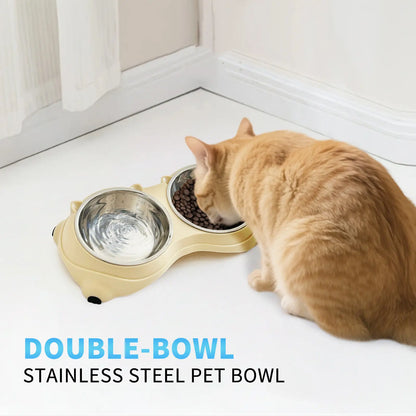 Stylish Double Stainless Steel Pet Bowl Set with Non-Slip Base – Ideal Feeding Station for Cats & Small Dogs, Easy-Clean Removable Bowls in Trendy Colors!