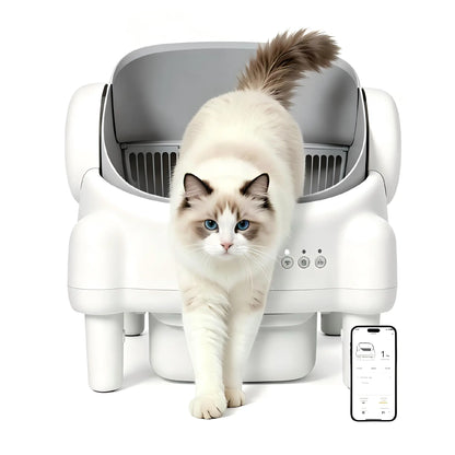 Smart Automatic Self-Cleaning Litter Box for Multiple Cats - Large Capacity with App Control & Odor Control - Includes 2 Roll Liners