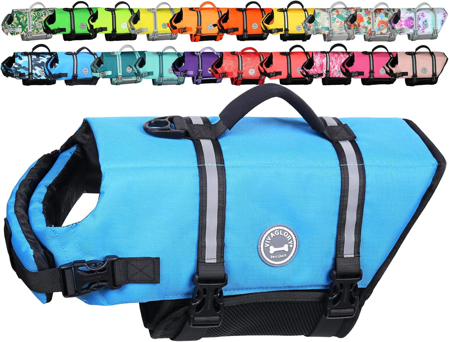 🐶🌊 Rip‑Stop Dog Life Vest — Medium, Blue | Buoyant, Safe & Swim‑Ready with Handle