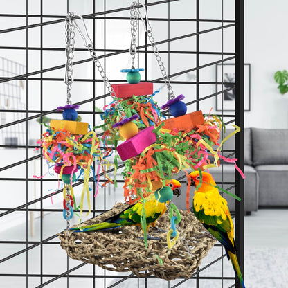 🦜 Bird Grass Swing Mat & Climbing Hammock Toy for Conures, Parakeets, Budgies 🪶
