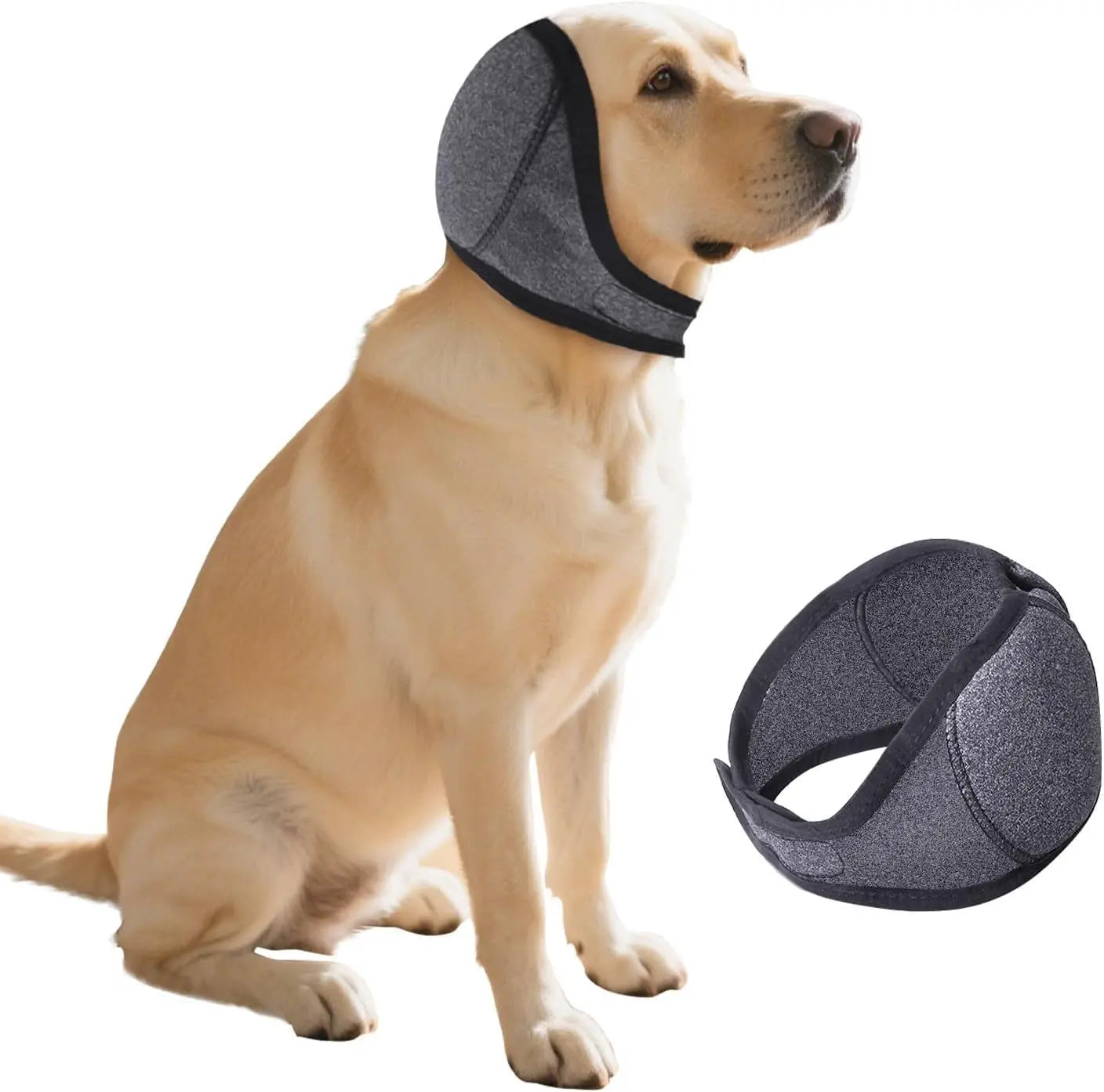 Dog Ear Muffs for Noise Protection - Comfortable Adjustable Ear Wrap for Calming Dogs During Fireworks, Bathing, and Swimming