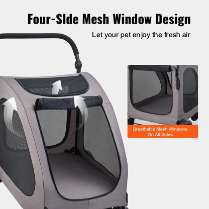 Ultimate Comfort Pet Stroller - 4-Wheel Carrier for Dogs Up to 160 lbs, Perfect for Any Adventure!