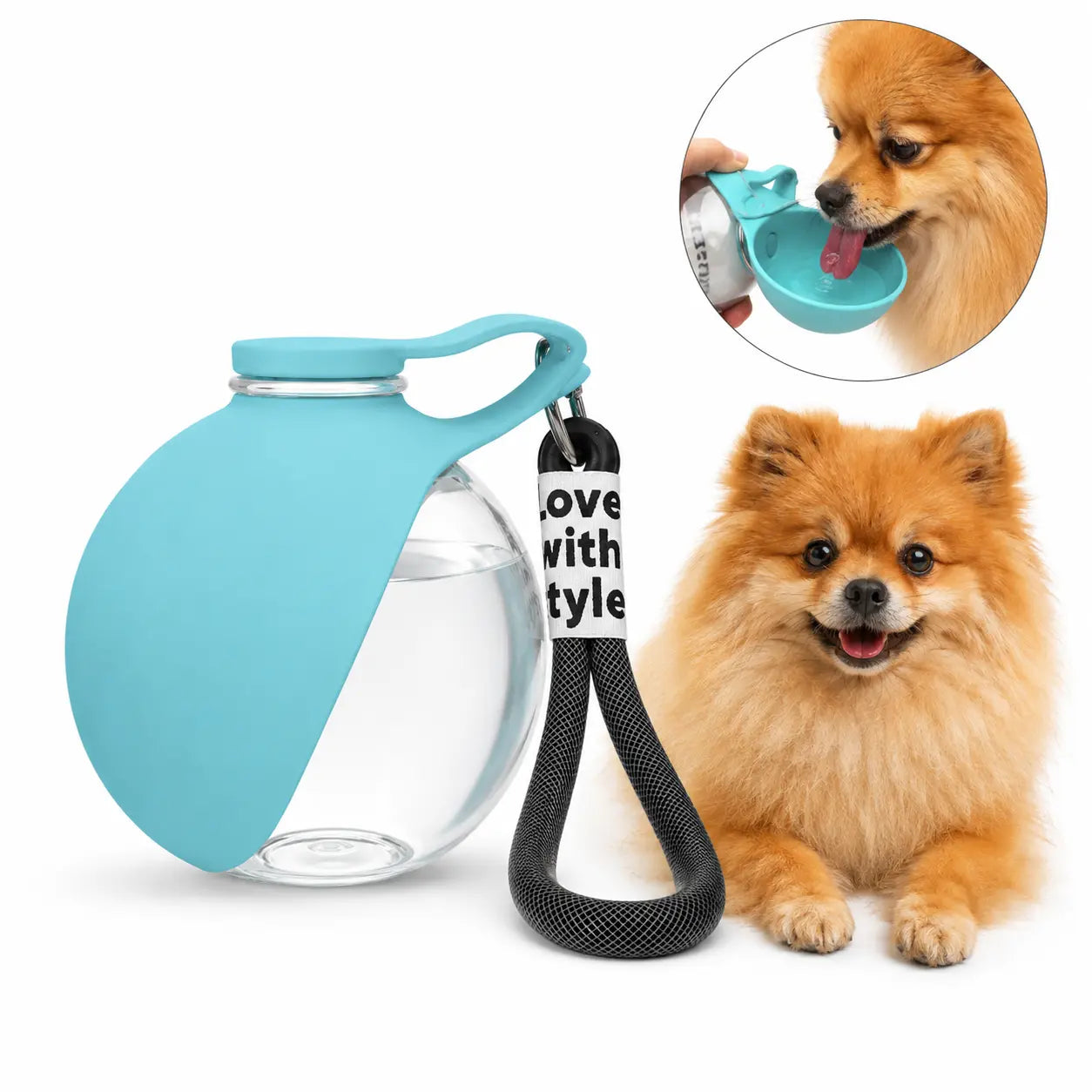 Portable Stainless Steel Pet Water Bottle with Poop Bag Holder - Leak-Proof 285Ml Travel Dispenser for Dogs & Cats