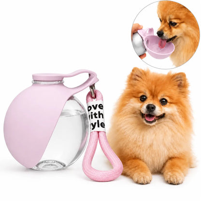 Portable Stainless Steel Pet Water Bottle with Poop Bag Holder - Leak-Proof 285Ml Travel Dispenser for Dogs & Cats