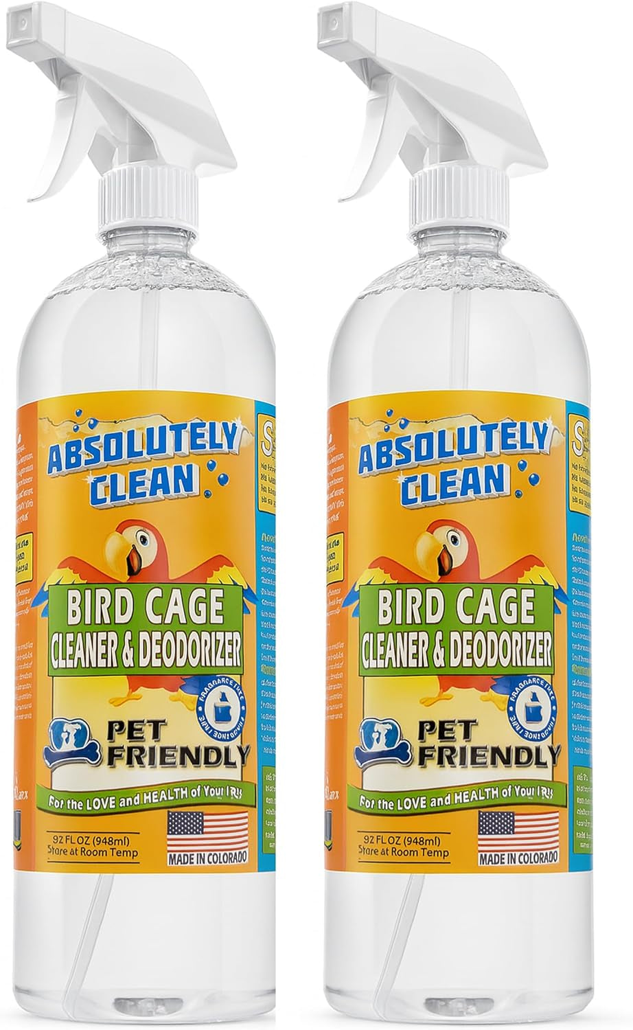 Absolutely Clean Bird Cage Cleaner 🐦✨ Enzyme Poop Remover & Odor Eliminator 16oz