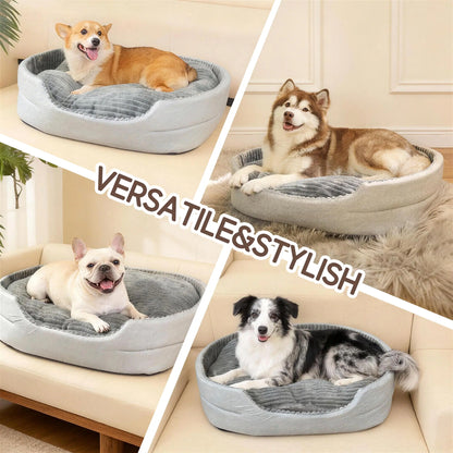 GTPLAYER Plush Dog Bed - Comfortable & Washable Pet Sofa with Waterproof Base, Non-Slip Design for Small to X-Large Dogs - Grey Color