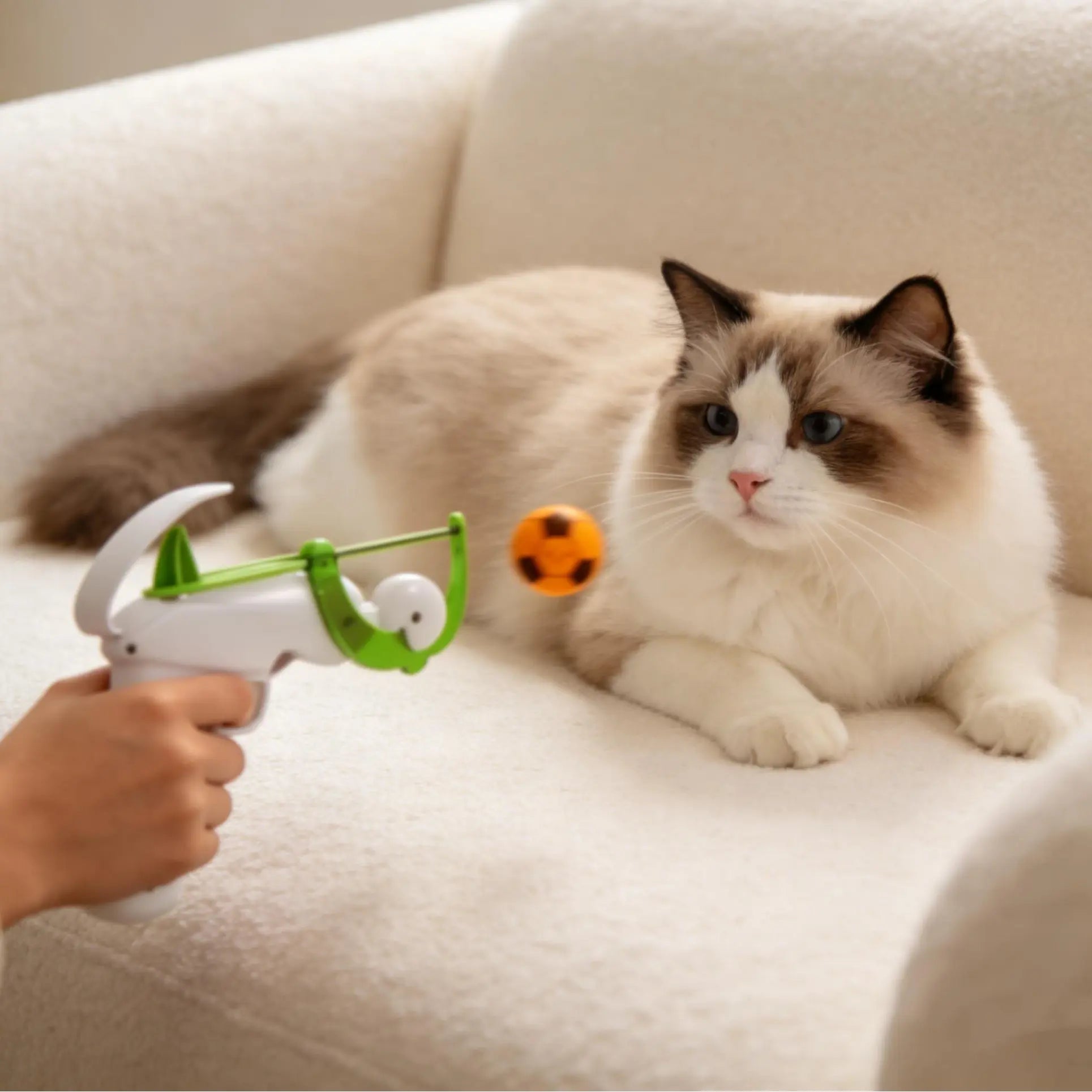 FIFA Official Interactive Cat Ball Launcher – Endless Fetch Fun for Active Play and Hunting Instincts