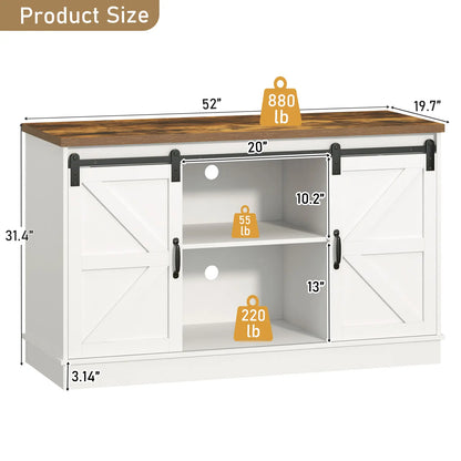 Stylish Farmhouse Aquarium Stand with Power Outlet - Heavy Duty 20 to 120 Gallon Fish Tank & Reptile Tank Cabinet with Sliding Barn Door in White, Grey, or Black