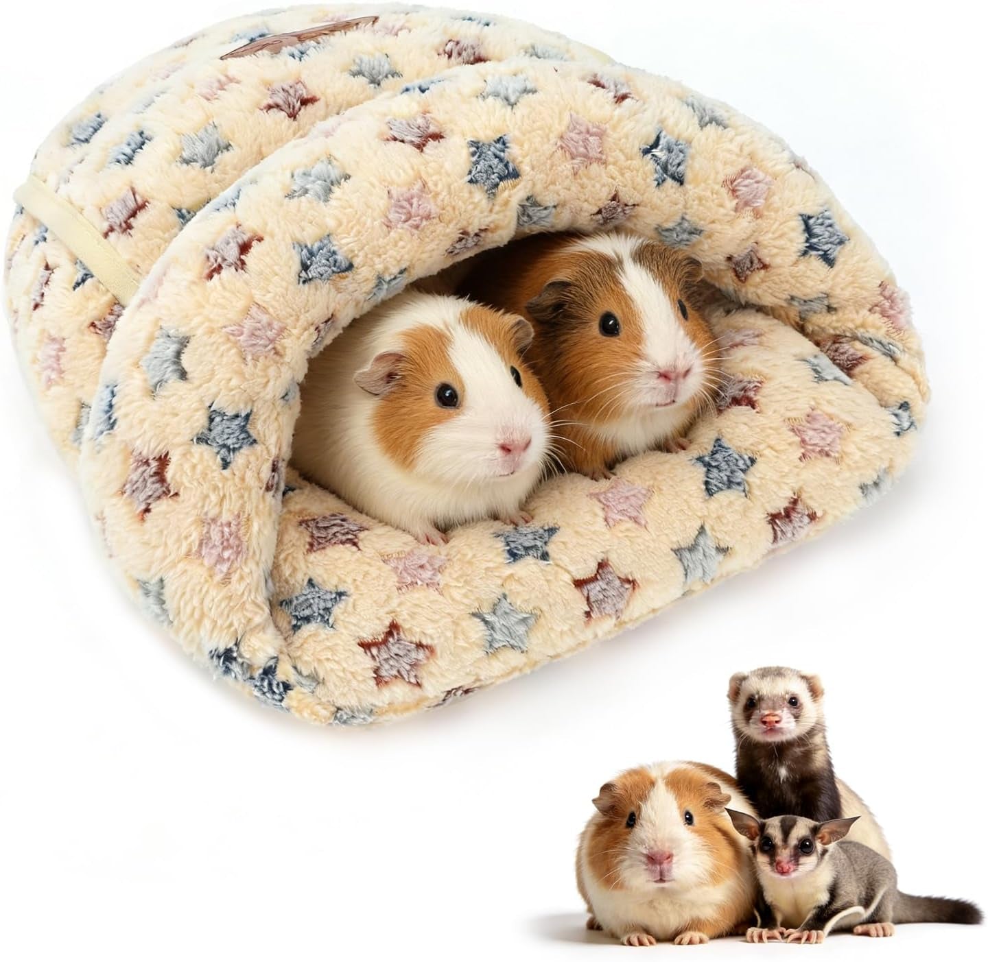 Plush Cuddle Cave Bed 🐹💙 Soft Washable Hideout for Guinea Pigs, Rats & Small Pets