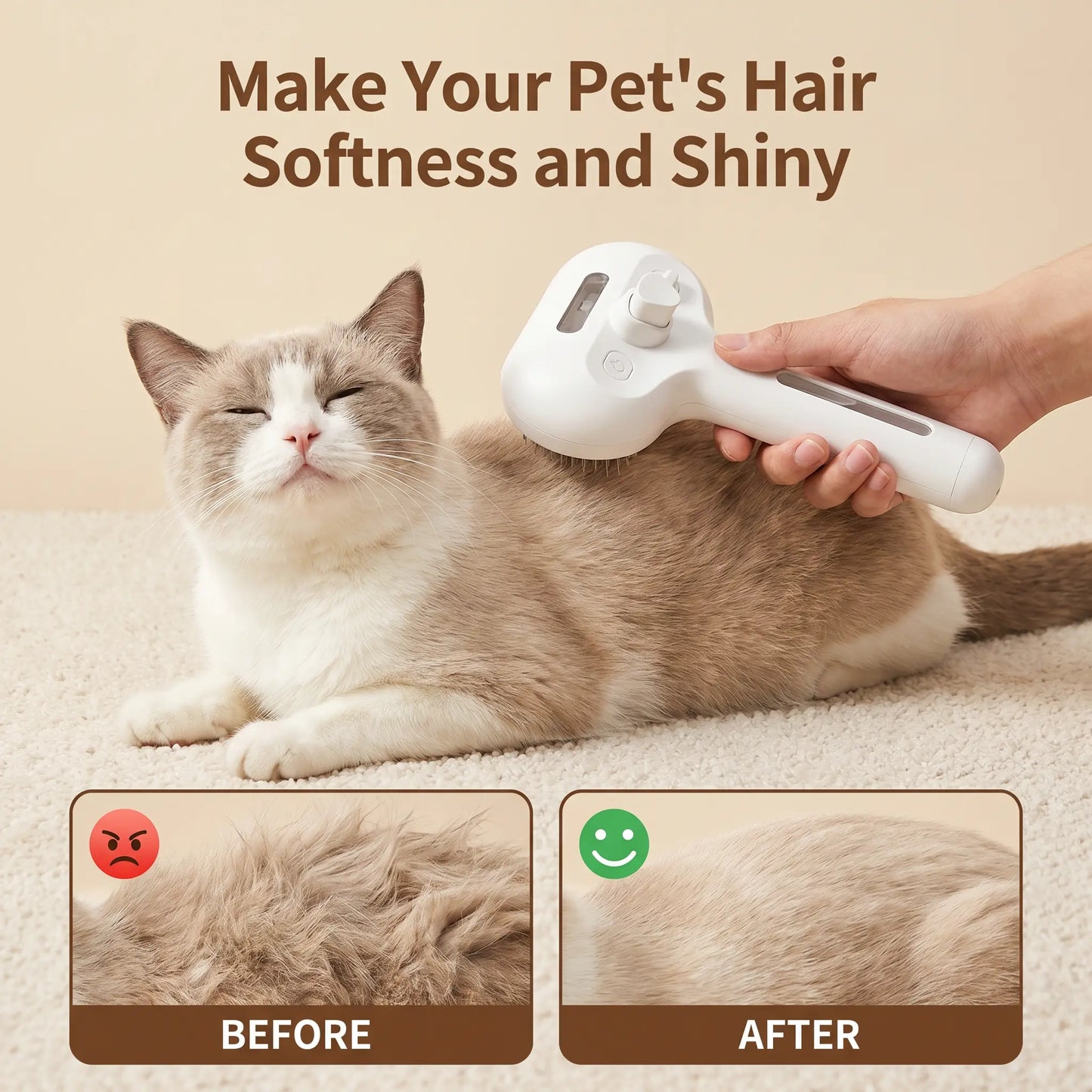 CATMUSE 3-in-1 Self-Cleaning Steam Deshedding Brush - Ultimate Grooming & Massage Tool for Cats & Dogs of All Coat Types