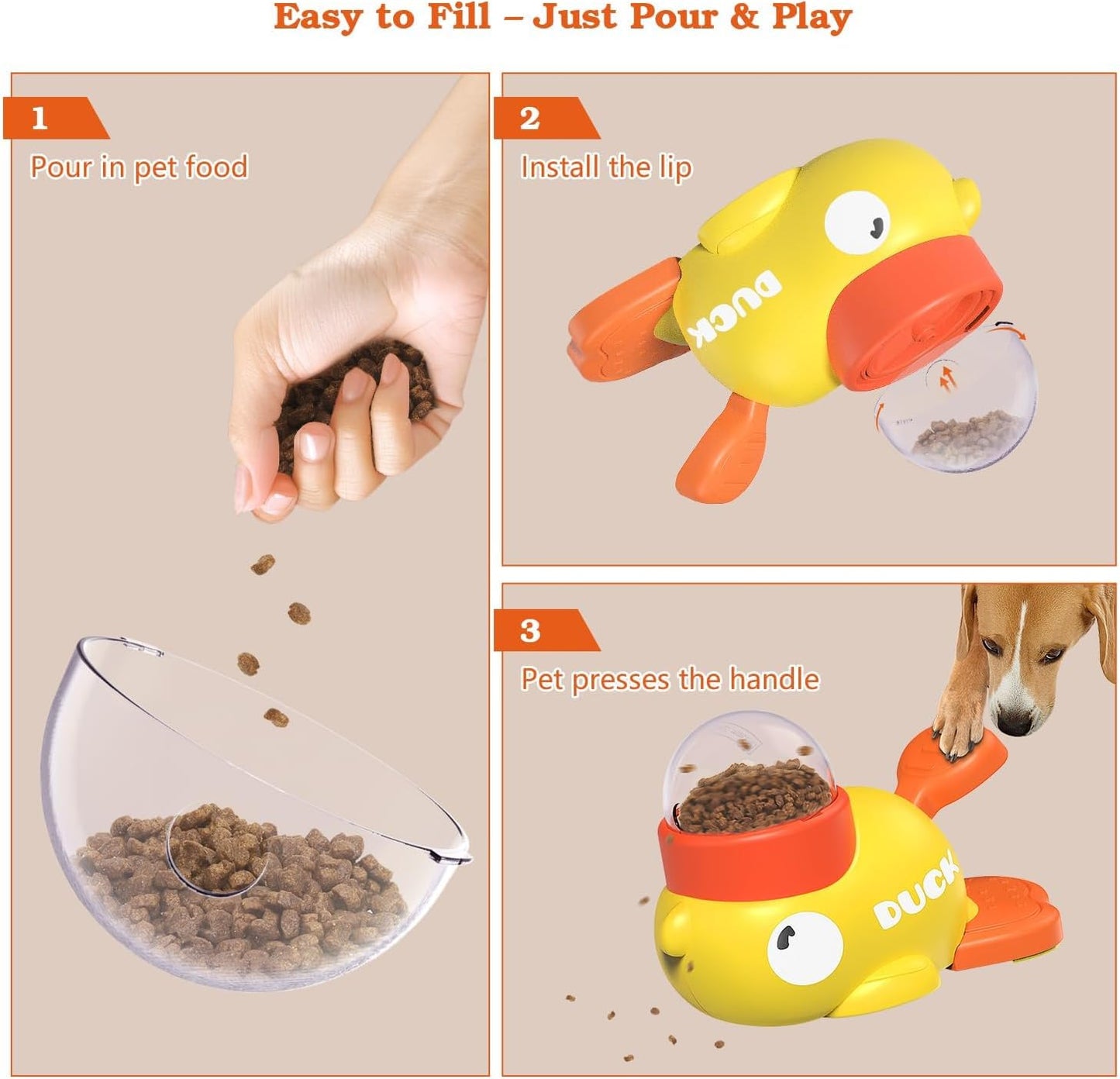 🦆🐾 Interactive Duck‑Shaped Treat Dispenser & Slow Feeder — Puzzle Toy for Dogs & Cats