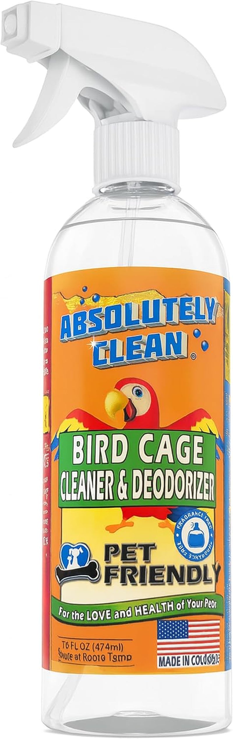 Absolutely Clean Bird Cage Cleaner 🐦✨ Enzyme Poop Remover & Odor Eliminator 16oz