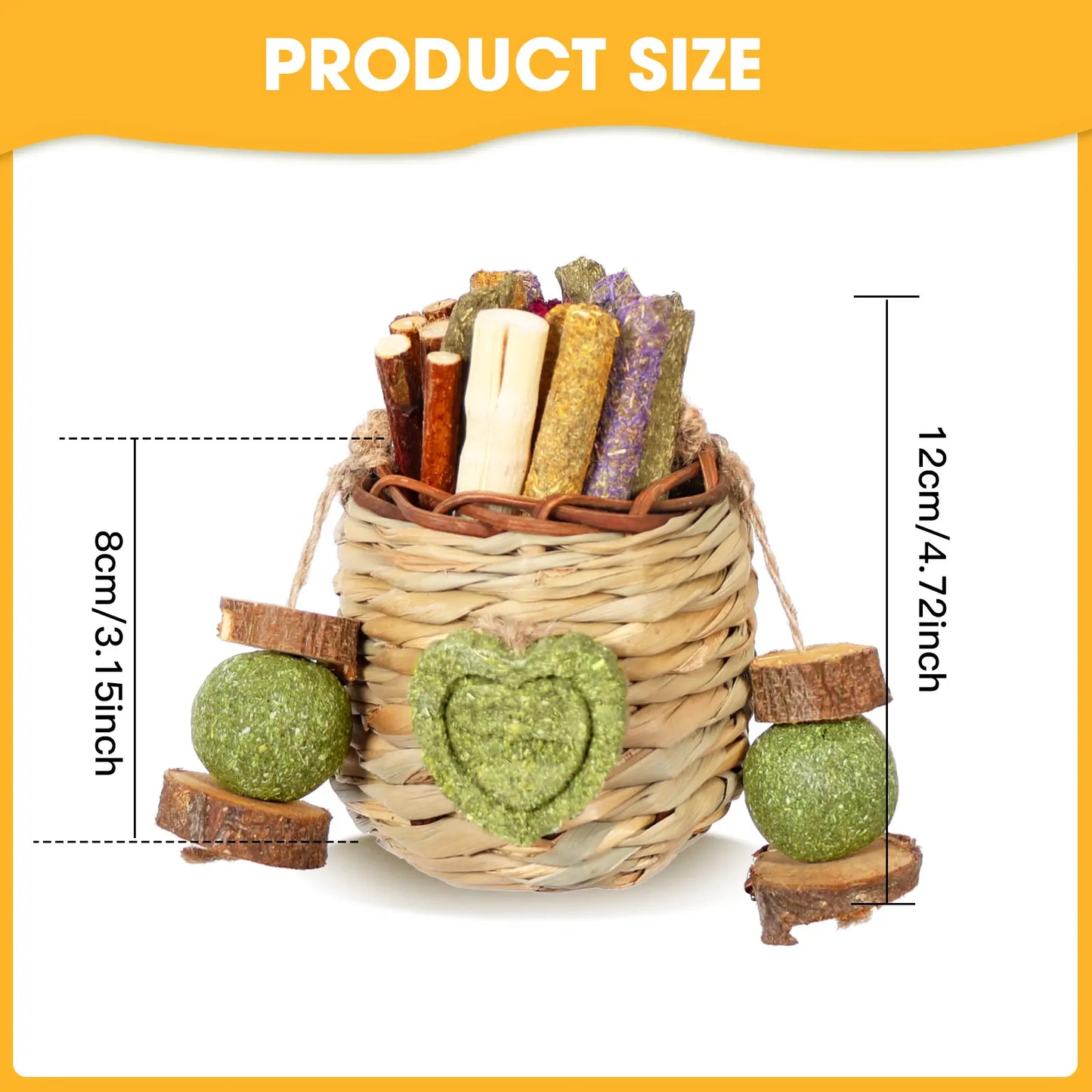 Delightful Rabbit Chew Toys Basket with Sweet Bamboo & Timothy Hay - Perfect for Bunnies, Chinchillas, Guinea Pigs, Hamsters, and Rats!