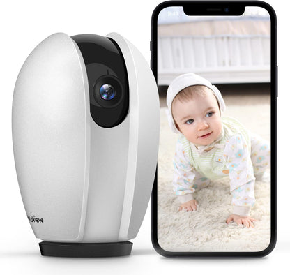 1080P 360° Indoor Security Camera - Smart Baby/Pet Monitor with Motion Alerts, Night Vision, 2-Way Audio, App Control & Alexa Compatibility