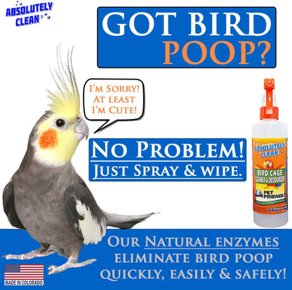 Absolutely Clean Bird Cage Cleaner 🐦✨ Enzyme Poop Remover & Odor Eliminator 16oz
