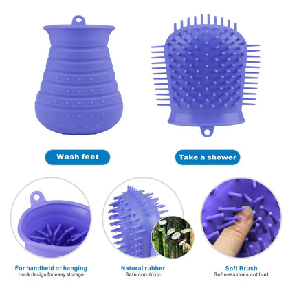 Portable Dog Paw Cleaner Cup with Towel - Pro Pet Foot Washer & Massager for Clean Claws (Purple)
