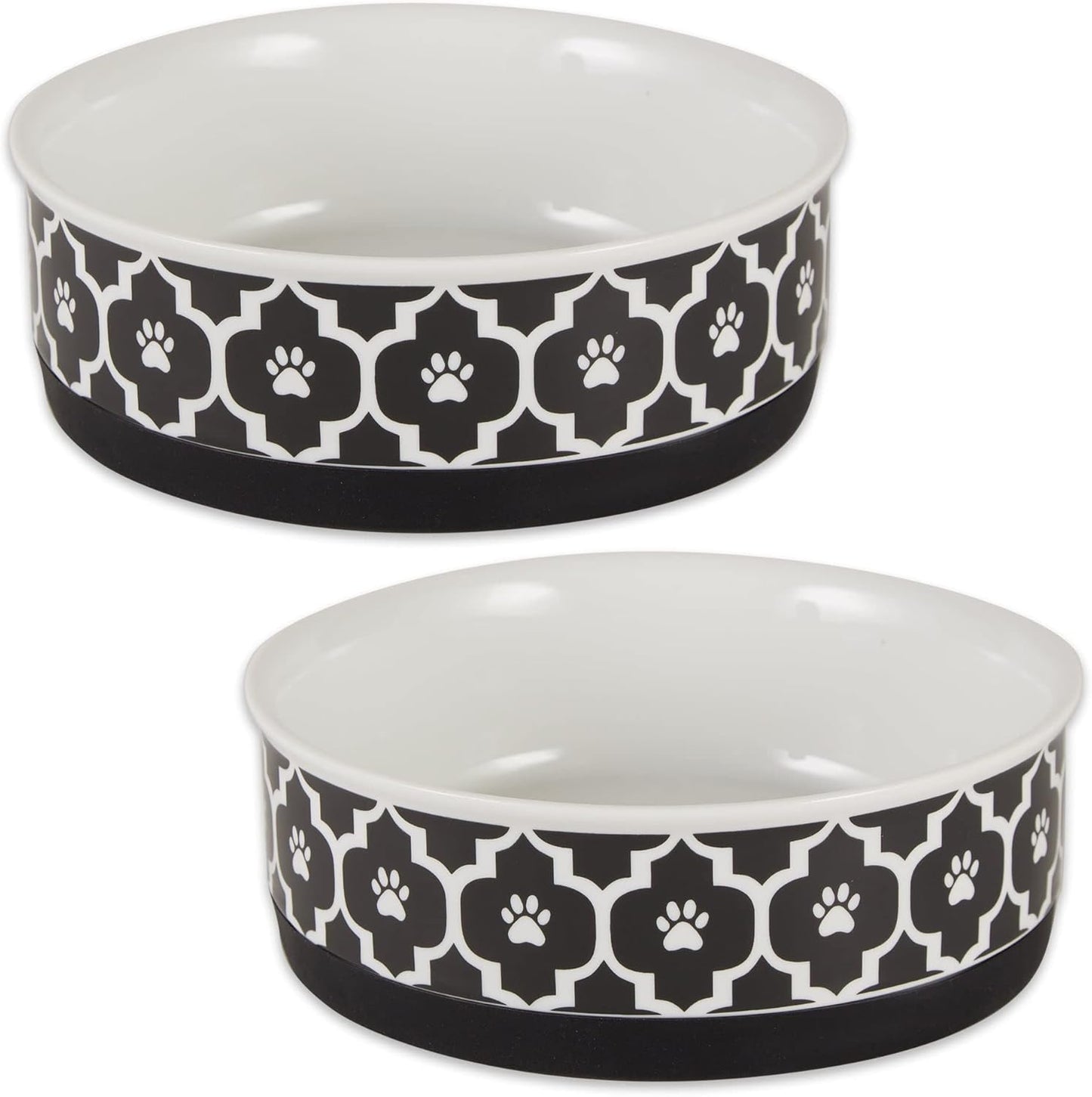 Ceramic Non‑Skid Pet Bowls 🍽️🐾 Set of 2 Lattice Design for Cats & Dogs – 4.25"