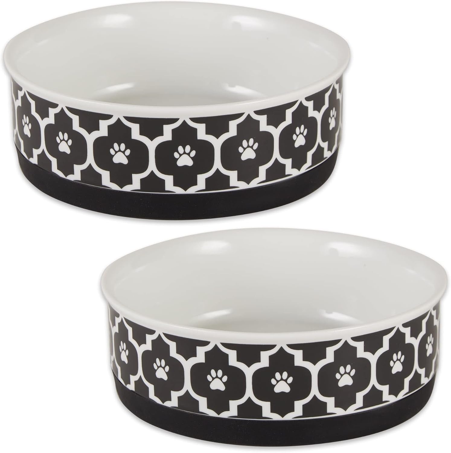 Ceramic Non‑Skid Pet Bowls 🍽️🐾 Set of 2 Lattice Design for Cats & Dogs – 4.25"