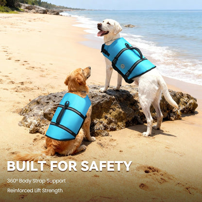 🐶🌊 Rip‑Stop Dog Life Vest — Medium, Blue | Buoyant, Safe & Swim‑Ready with Handle