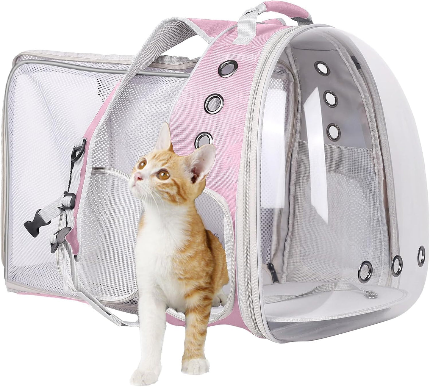 🐱🚀 Back‑Expandable Cat Backpack Carrier — Space Capsule Bubble Window (Up to 12 lbs)