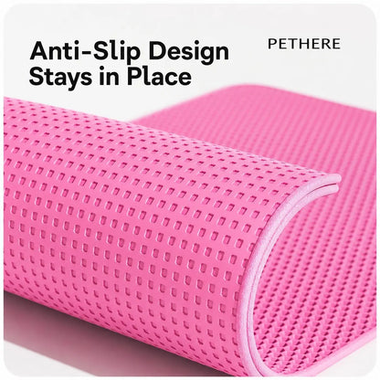 Large Pink Cat Litter Mat - Waterproof Double Layer Honeycomb Design for Effective Litter Trapping, Non-Slip, 35x24 Inches, Perfect for Cat Supplies