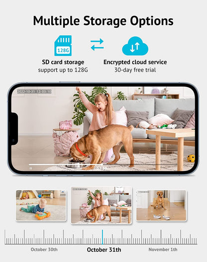 1080P 360° Indoor Security Camera - Smart Baby/Pet Monitor with Motion Alerts, Night Vision, 2-Way Audio, App Control & Alexa Compatibility