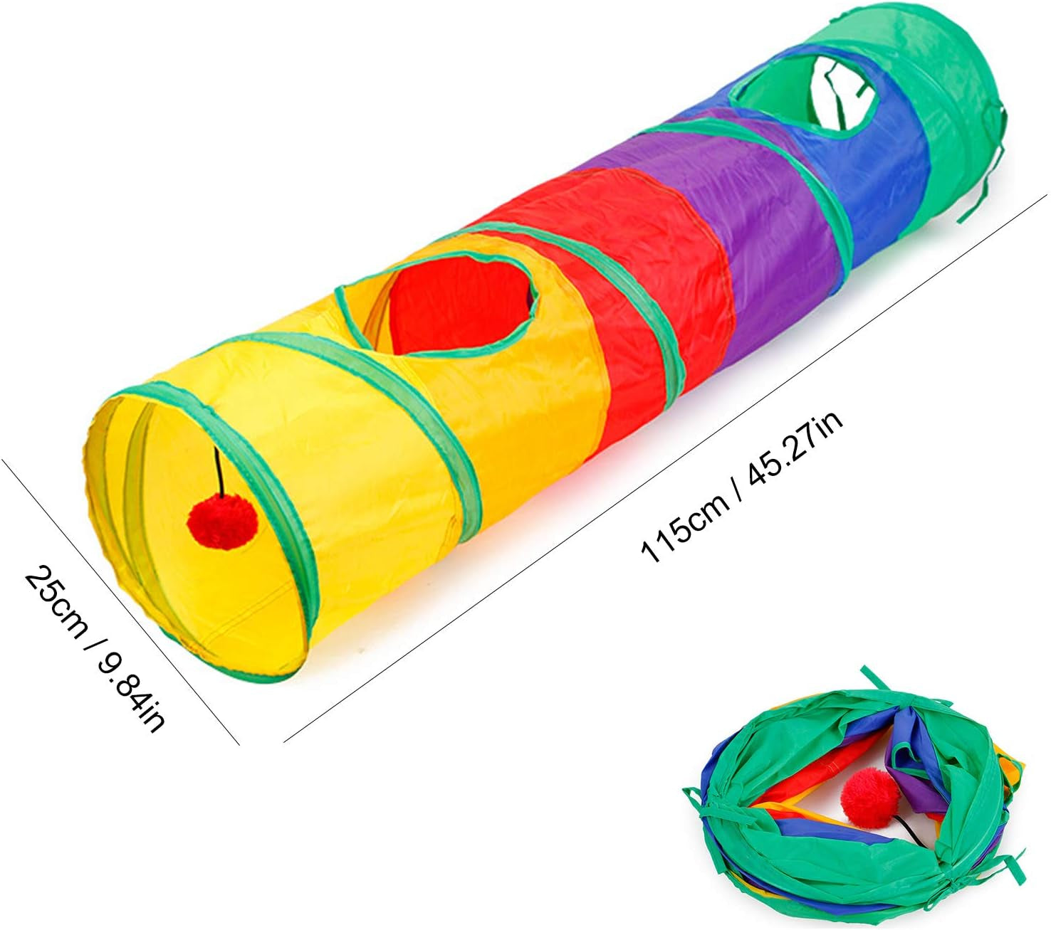 Ultimate 32-Piece Interactive Cat Toys Set - Foldable Rainbow Tunnel, Feather Teasers, Crinkle Balls & More for Hours of Fun!