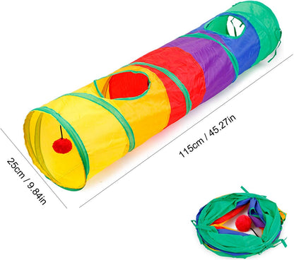 Ultimate 32-Piece Interactive Cat Toys Set - Foldable Rainbow Tunnel, Feather Teasers, Crinkle Balls & More for Hours of Fun!