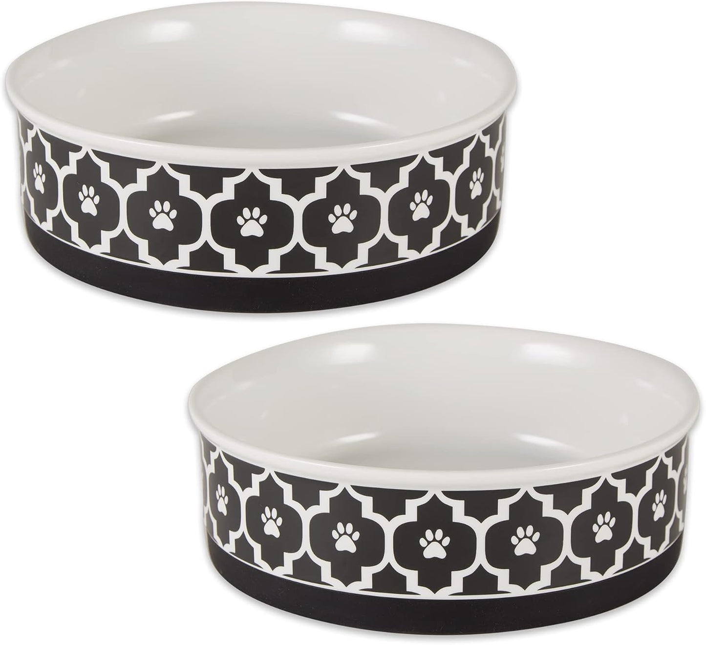 Ceramic Non‑Skid Pet Bowls 🍽️🐾 Set of 2 Lattice Design for Cats & Dogs – 4.25"