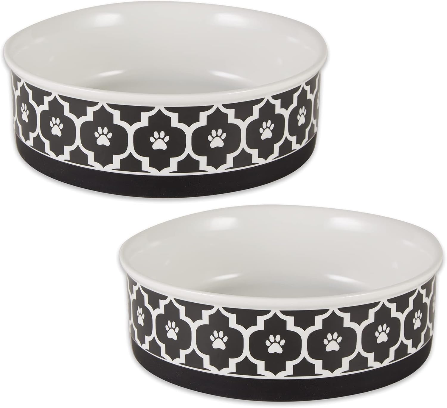 Ceramic Non‑Skid Pet Bowls 🍽️🐾 Set of 2 Lattice Design for Cats & Dogs – 4.25"