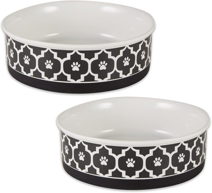 Ceramic Non‑Skid Pet Bowls 🍽️🐾 Set of 2 Lattice Design for Cats & Dogs – 4.25"
