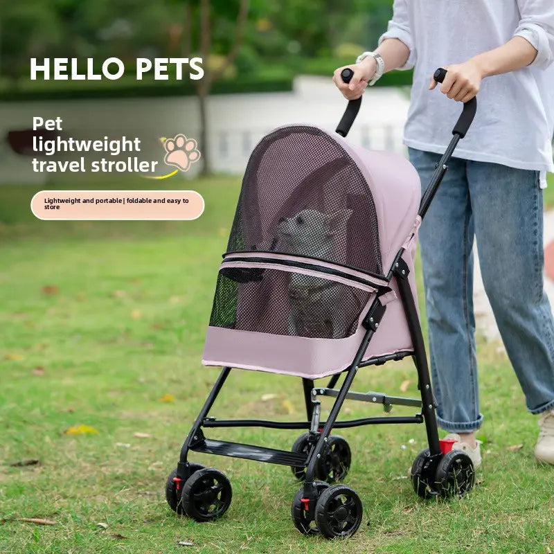 Zoravellion Premium Lightweight Foldable Pet Stroller for Small Dogs & Cats - Durable & Comfortable Travel Carrier with Breathable Mesh & Cup Holder
