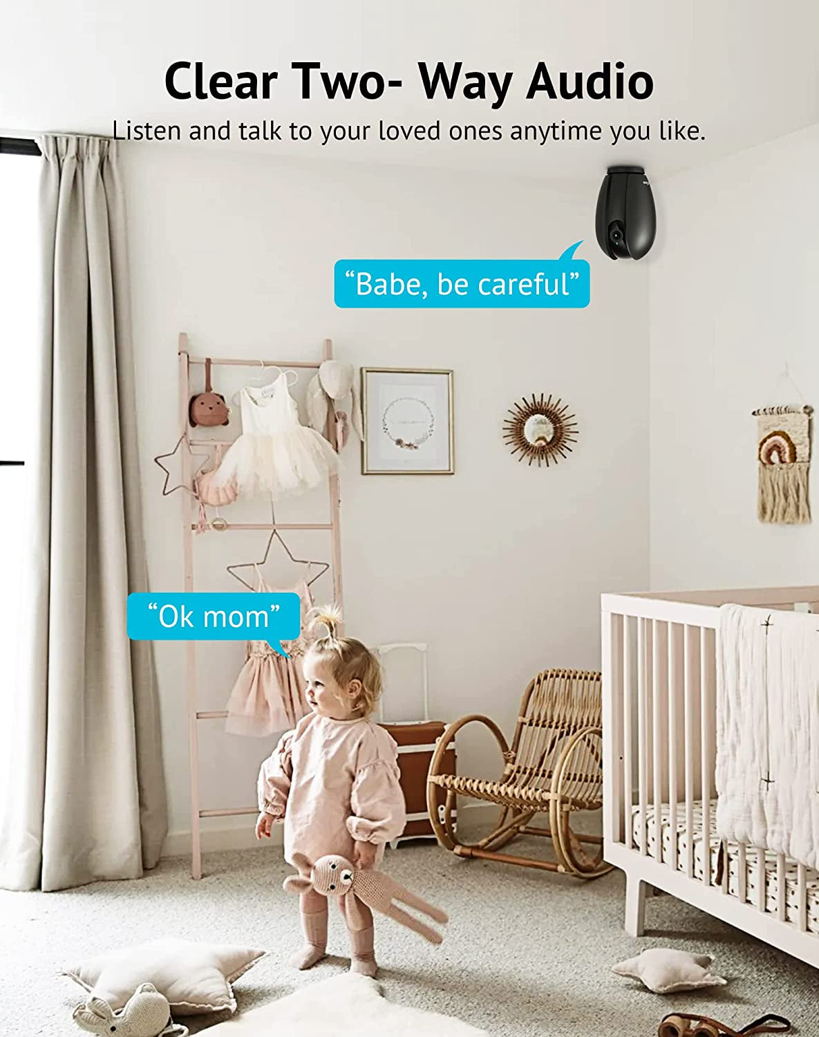 1080P 360° Indoor Security Camera - Smart Baby/Pet Monitor with Motion Alerts, Night Vision, 2-Way Audio, App Control & Alexa Compatibility