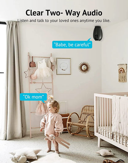 1080P 360° Indoor Security Camera - Smart Baby/Pet Monitor with Motion Alerts, Night Vision, 2-Way Audio, App Control & Alexa Compatibility