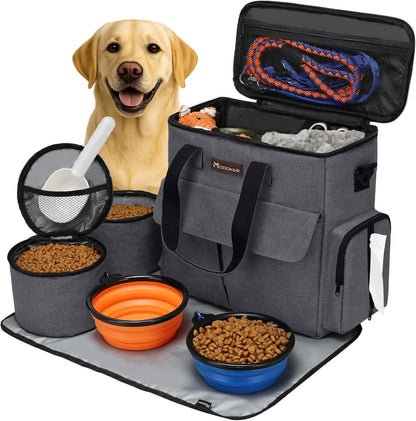 Modoker Dog Travel Bag ✈️🐾 Airline‑Approved Weekend Organizer w/ Bowls & Food Bags