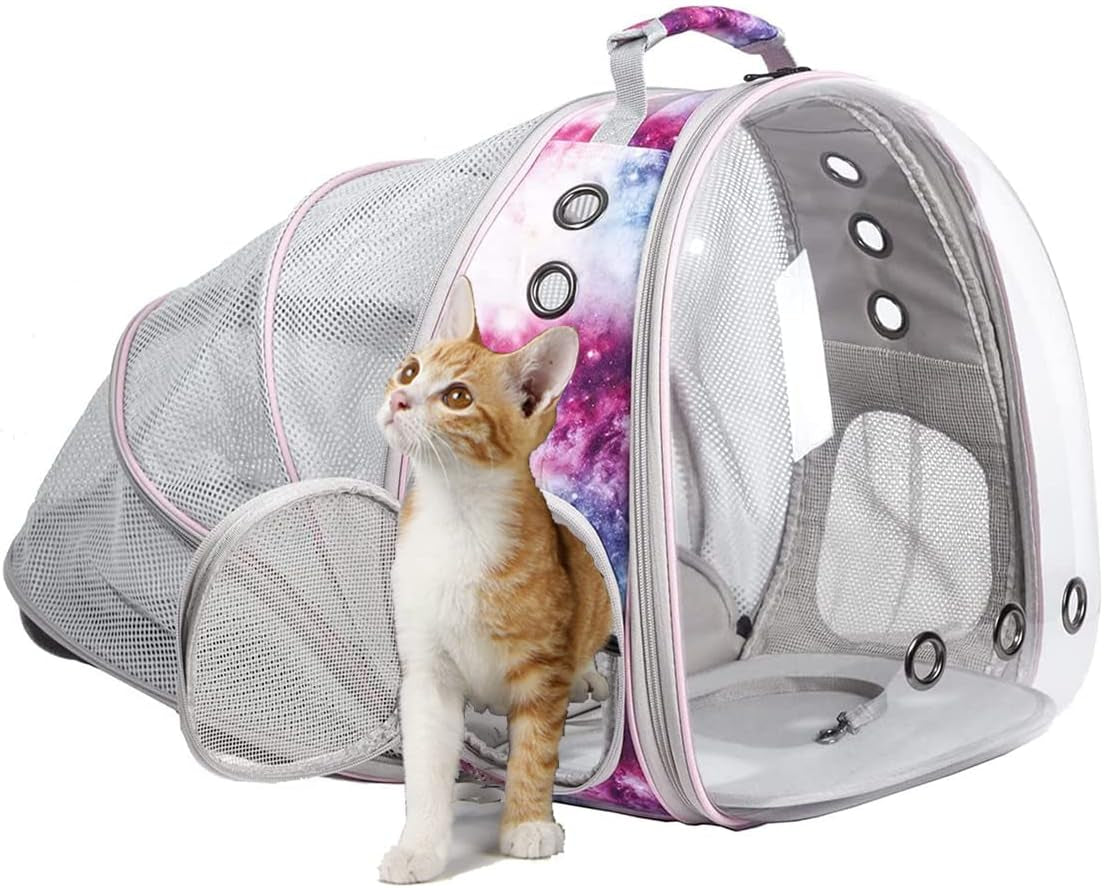 🐱🚀 Back‑Expandable Cat Backpack Carrier — Space Capsule Bubble Window (Up to 12 lbs)
