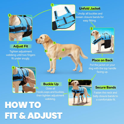 🐶🌊 Rip‑Stop Dog Life Vest — Medium, Blue | Buoyant, Safe & Swim‑Ready with Handle